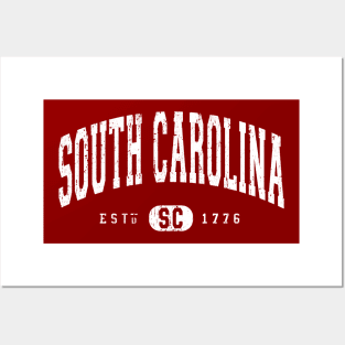 South Carolina Arch Distressed Vintage White Posters and Art